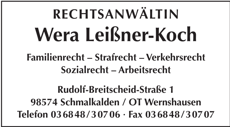 Rechtsanweltin Wera Leißner-Koch Rechtsanweltin Wera Leißner-Koch