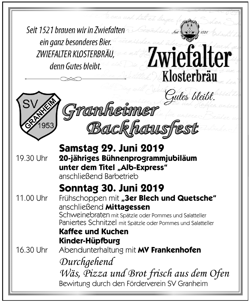 Granheimer Backhausfest Granheimer Backhausfest