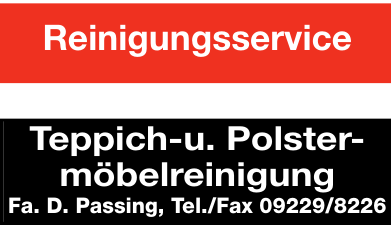 Fa. D. Passing - Teppich- u. Polstermöbelreinigung Fa. D. Passing - Teppich- u. Polstermöbelreinigung