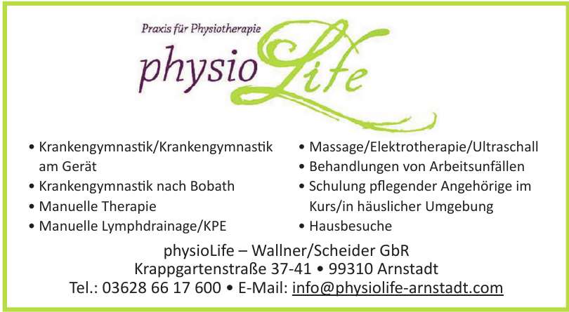 physioLife – Wallner/Scheider GbR physioLife – Wallner/Scheider GbR