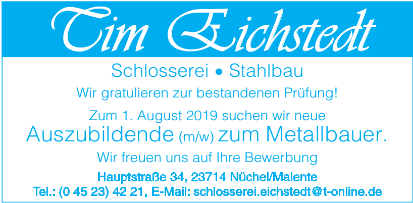 Tim Eichstedt Schlosserei • Stahlbau Tim Eichstedt Schlosserei • Stahlbau