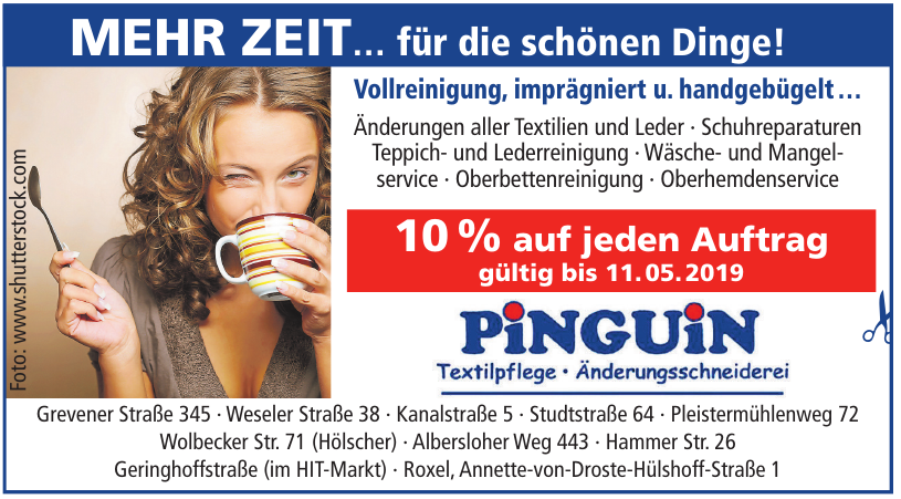 Pinguin Textilpflege, Änderungsschneiderei Pinguin Textilpflege, Änderungsschneiderei