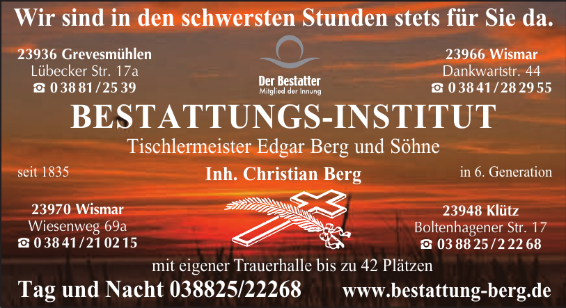 Bestattungs-Institut - Tischlermeister Edgar Berg und Söhne Bestattungs-Institut - Tischlermeister Edgar Berg und Söhne