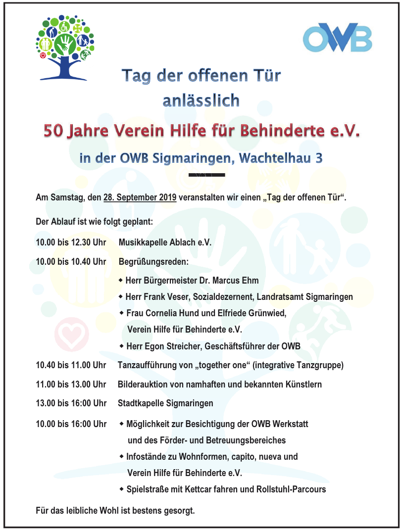 50 Jahre Verein Hilfe für Behinderte e. V. 50 Jahre Verein Hilfe für Behinderte e. V.