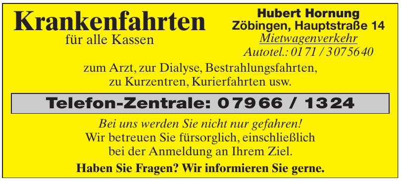 Hubert Hornung - Mietwagenverkehr Hubert Hornung - Mietwagenverkehr