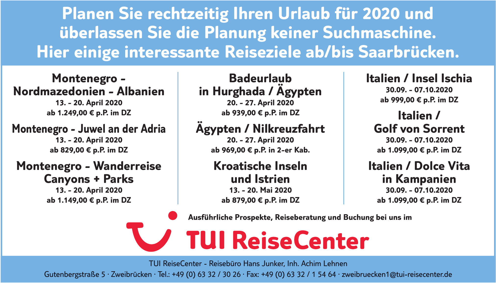 TUI ReiseCenter - Reisebüro Hans Junker TUI ReiseCenter - Reisebüro Hans Junker