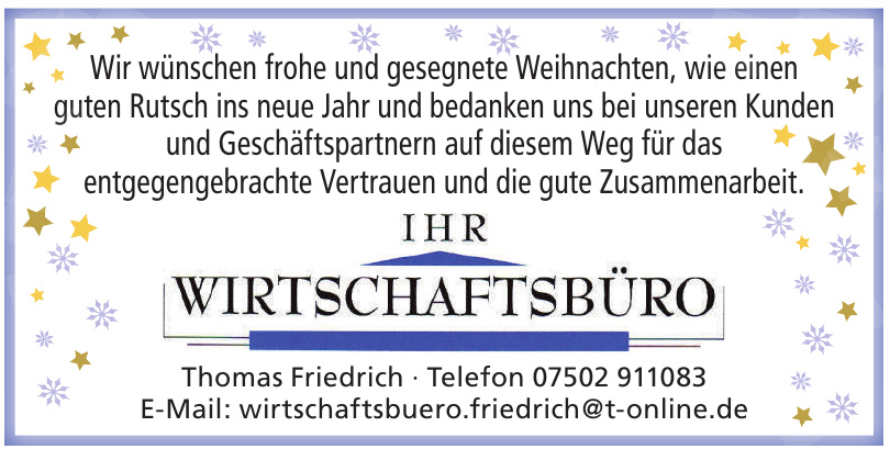 Wirtschaftsbüro Thomas Friedrich Wirtschaftsbüro Thomas Friedrich