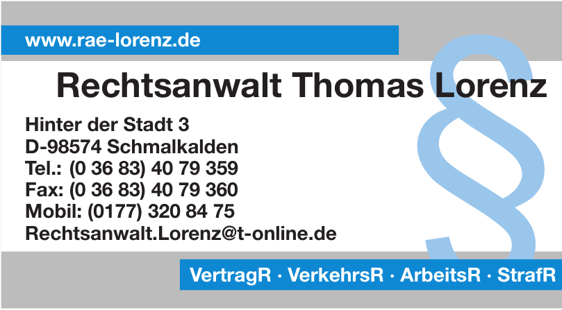 Rechtsanwalt Thomas Lorenz Rechtsanwalt Thomas Lorenz