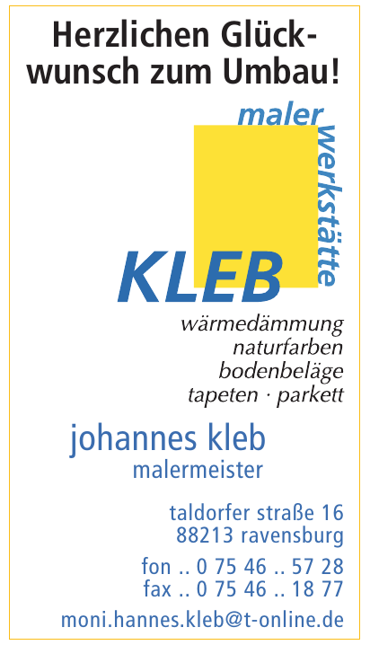 Ad №13 Johannes Kleb - Malermeister