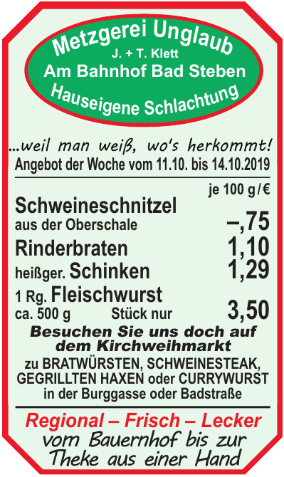 Metzgerei Unglaub J. + T. Klett Metzgerei Unglaub J. + T. Klett