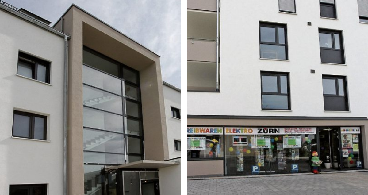 Die 21 Wohnungen in der Ofterdinger Ortsmitte werden derzeit bezogen. Jede Wohnung verfügt über einen Balkon oder eine Terrasse. Im Erdgeschoss hat das Dußlinger Fachgeschäft Elektro Zürn eine Filiale eröffnet, die auch ein breites Sortiment an Schreib- und Geschenkwaren bietet. Bilder: Uhland2 Die 21 Wohnungen in der Ofterdinger Ortsmitte werden derzeit bezogen. Jede Wohnung verfügt über einen Balkon oder eine Terrasse. Im Erdgeschoss hat das Dußlinger Fachgeschäft Elektro Zürn eine Filiale eröffnet, die auch ein breites Sortiment an Schreib- und Geschenkwaren bietet. Bilder: Uhland2