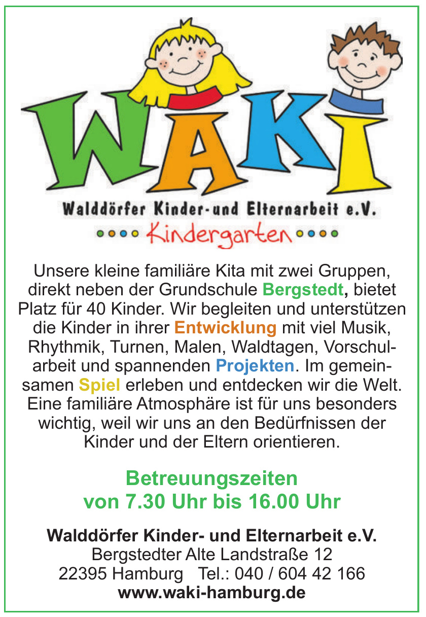 Walddörfer Kinder- und Elternarbeit e. V. Walddörfer Kinder- und Elternarbeit e. V.