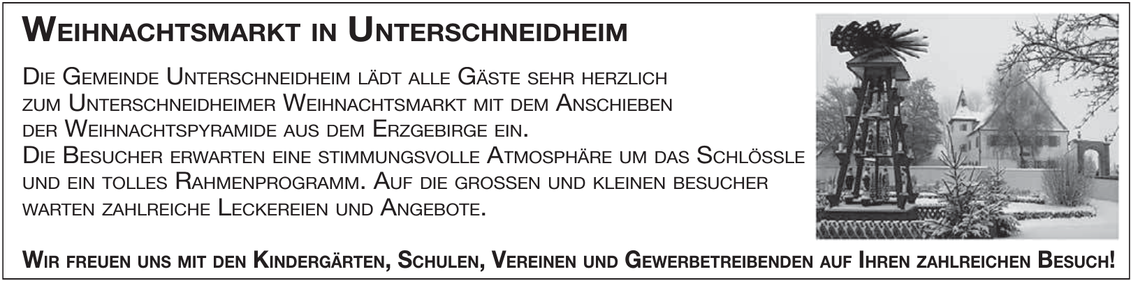 Weihnachtsmarkt in Unterschneidheim Weihnachtsmarkt in Unterschneidheim
