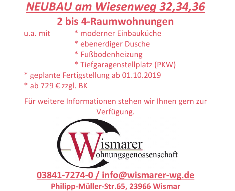 Wismarer Wohnungsgenossenschaft eG Wismarer Wohnungsgenossenschaft eG