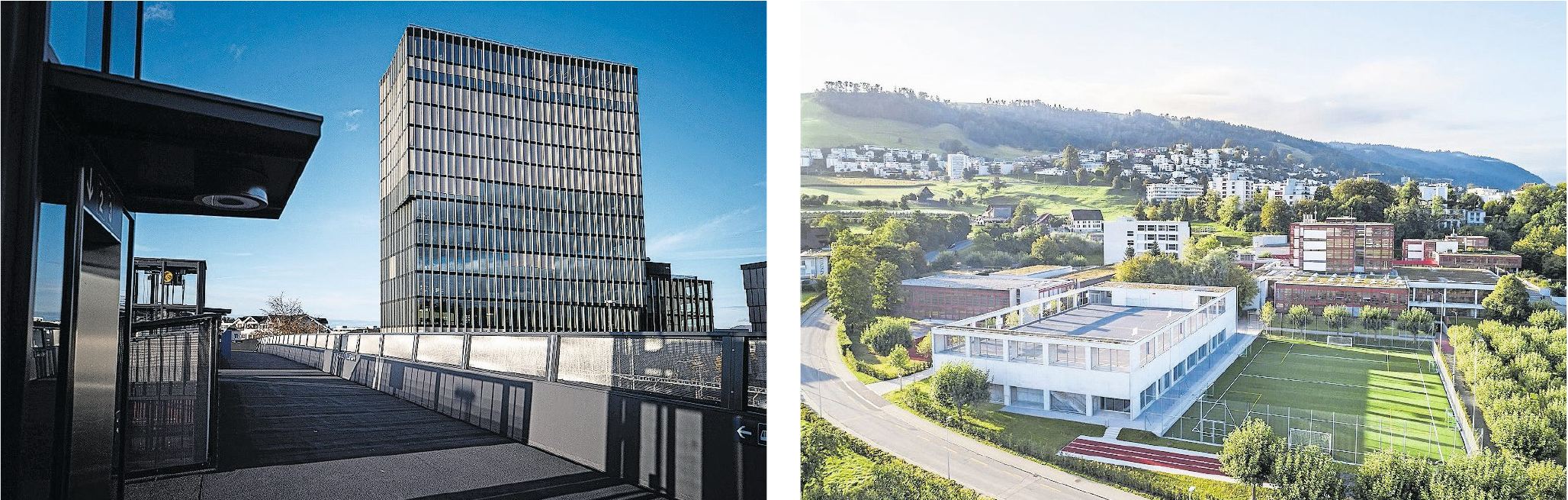 Die HSLU (links) und die Kantonsschule Zug sind laut Silvia Thalmann wichtige Bildungsinstitutionen für den Kanton. Bilder: Stefan Kaiser/PD Regine Giesecke Die HSLU (links) und die Kantonsschule Zug sind laut Silvia Thalmann wichtige Bildungsinstitutionen für den Kanton. Bilder: Stefan Kaiser/PD Regine Giesecke