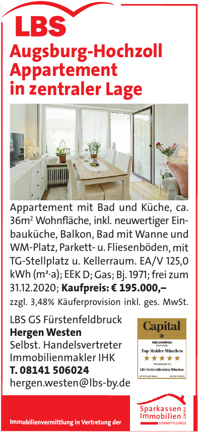 LBS Augsburg-Hochzoll Appartement in zentraler Lage