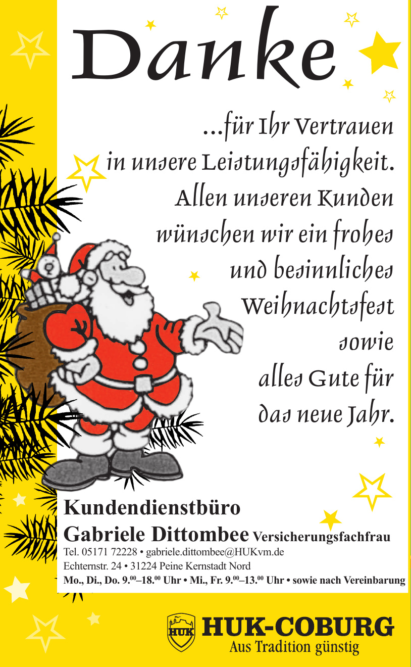 Huk-Coburg - Kundendienstbüro Gabriele Dittombee Versicherungsfachfrau Huk-Coburg - Kundendienstbüro Gabriele Dittombee Versicherungsfachfrau