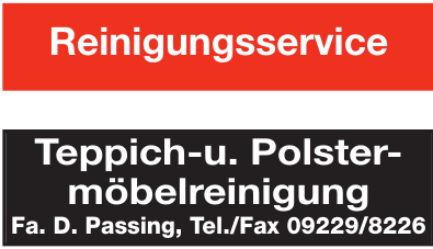 Fa. D. Passing - Teppich- u. Polstermöbelreinigung Fa. D. Passing - Teppich- u. Polstermöbelreinigung