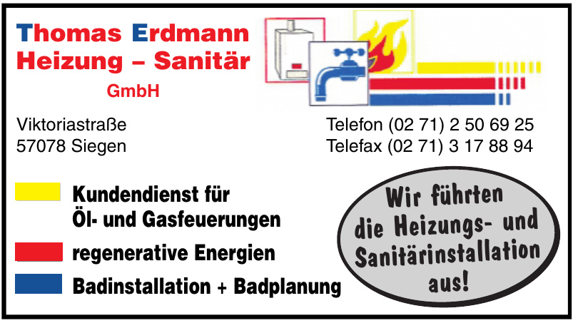 Thomas Erdmann Heizung - Sanitär GmbH Thomas Erdmann Heizung - Sanitär GmbH