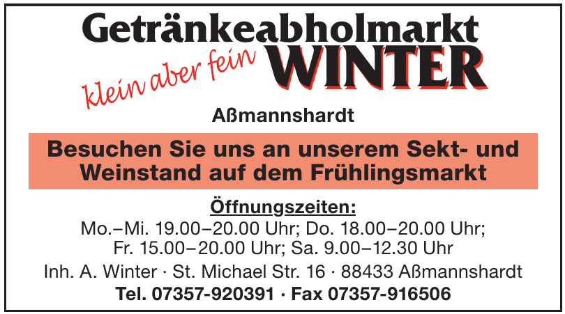 Getränkeabholmarkt Winter Getränkeabholmarkt Winter