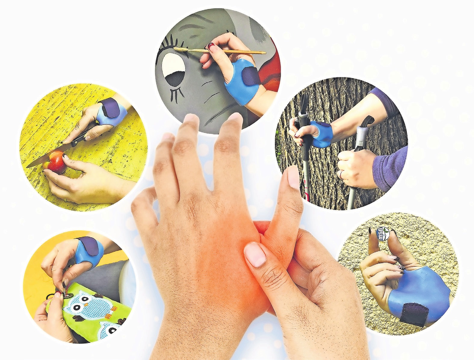 Schmerzen im Daumengelenk? Mit der neu entwickelten Orthese sind alltägliche Dinge wie Nähen, Schneiden, Malen und Greifen kein Problem mehr. Foto: MSB-Orthopädie-Technik Schmerzen im Daumengelenk? Mit der neu entwickelten Orthese sind alltägliche Dinge wie Nähen, Schneiden, Malen und Greifen kein Problem mehr. Foto: MSB-Orthopädie-Technik