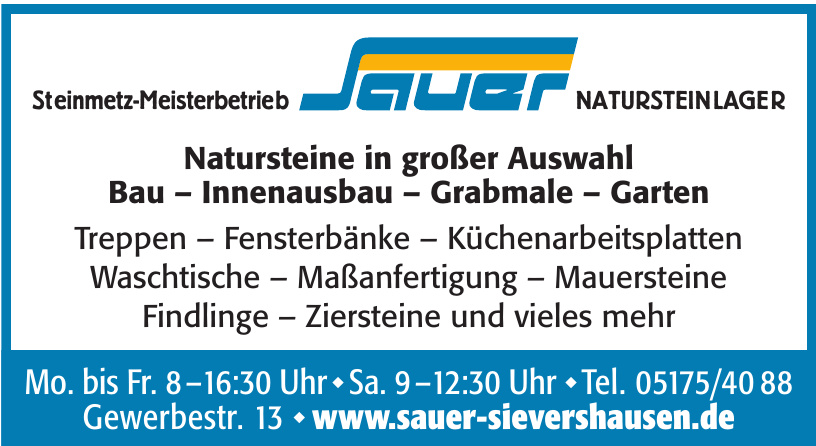 Steinmetz-Meisterbetrieb Sauer Natursteinlager