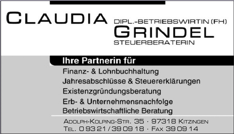 Dipl.-Betriebswirtin (FH) Steuerberaterin Claudia Grindel Dipl.-Betriebswirtin (FH) Steuerberaterin Claudia Grindel