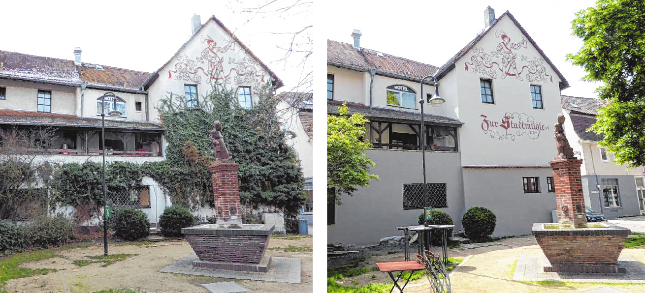 Frischzellenkur für die Stadtmühle. Die Fassade wurde im Jahr 2017 deutlich aufgewertet – mit neuer Farbe und dem Entfernen von Bewuchs. Bilder: Stadt Bensheim