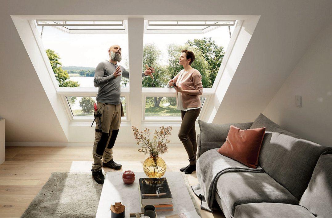 Große Dachfensterverwandeln den Dachraum in einen komfortablen und behaglichen Wohnraum. Bild: Velux