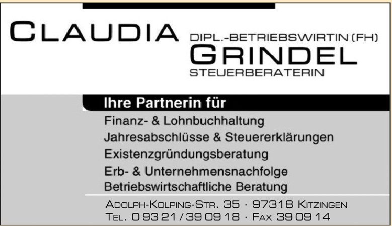 Dipl.-Betriebswirtin (FH) Steuerberaterin Claudia Grindel Dipl.-Betriebswirtin (FH) Steuerberaterin Claudia Grindel