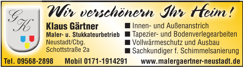 Klaus Gärtner Maler- u. Stukkateurbetrieb Klaus Gärtner Maler- u. Stukkateurbetrieb