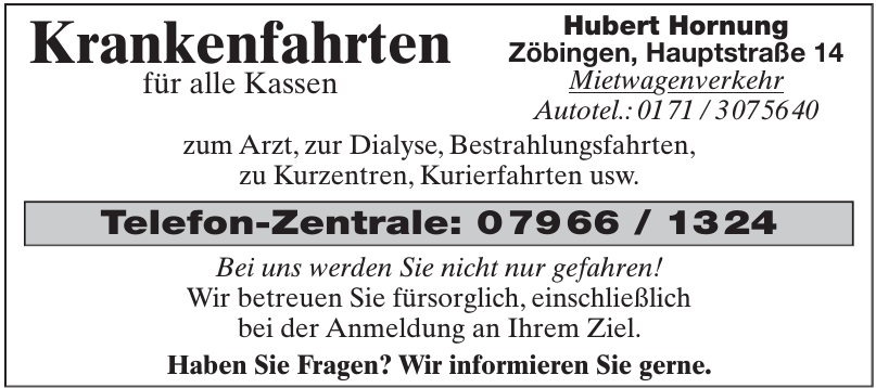 Krankenfahrten Hubert Hornung Krankenfahrten Hubert Hornung