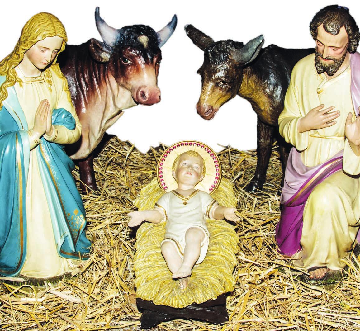Maria, und Josef sowie Ochse und Esel sind die Ersten bei der Geburt von Jesus Christus im Stall, in dem eine Futterkrippe zum Kinderbett wird Foto: Pixabay