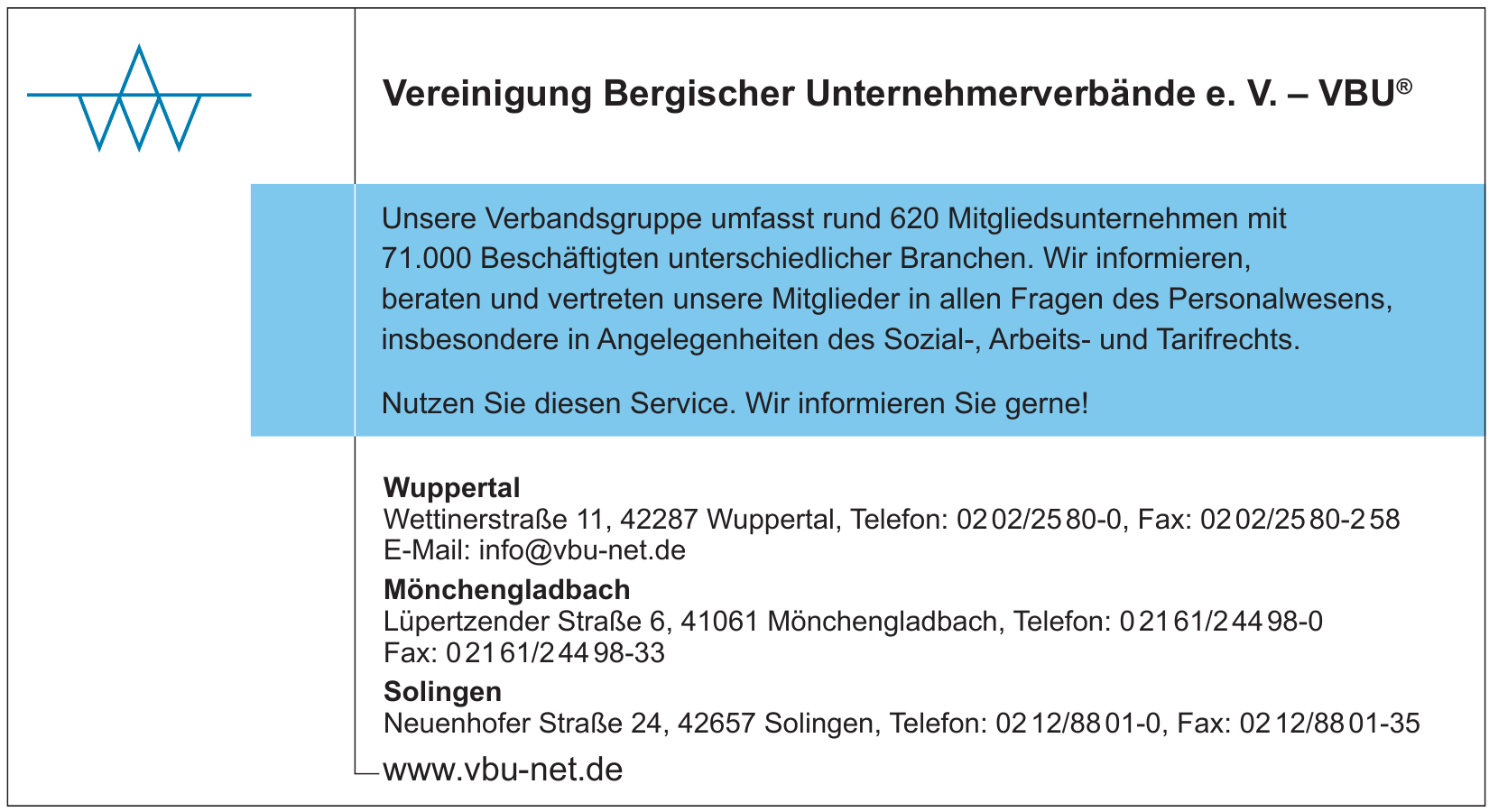 Vereinigung Bergischer Unternehmerverbände e. V. – VBU® Vereinigung Bergischer Unternehmerverbände e. V. – VBU®