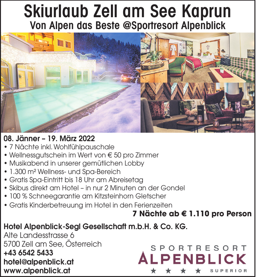 Hotel Alpenblick-Segl Gesellschaft m.b.H. & Co. KG. 