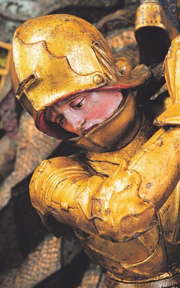 Mit goldener Rüstung kämpft der Ritter Georg Mit goldener Rüstung kämpft der Ritter Georg