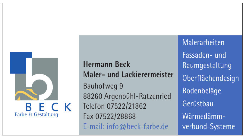 Hermann Beck Maler- und Lackierermeister Hermann Beck Maler- und Lackierermeister