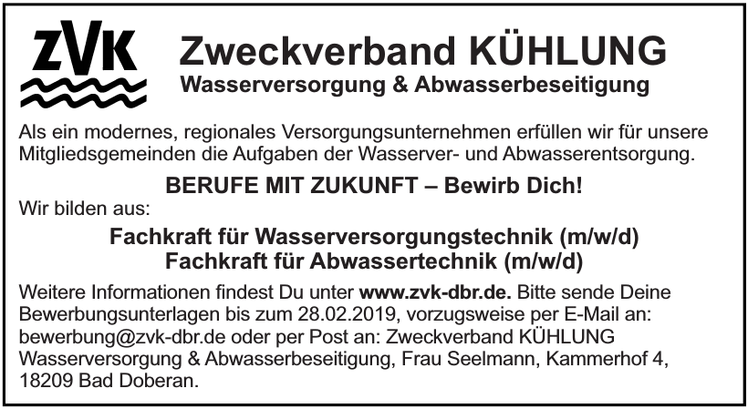 Zweckverband Kühlung Wasserversorgung & Abwasserbeseitigung Zweckverband Kühlung Wasserversorgung & Abwasserbeseitigung