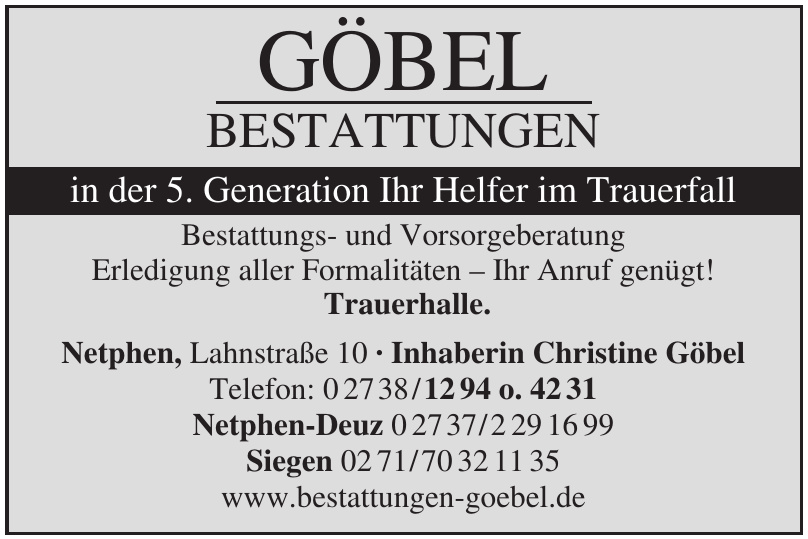 Bestattungen Göbel Bestattungen Göbel