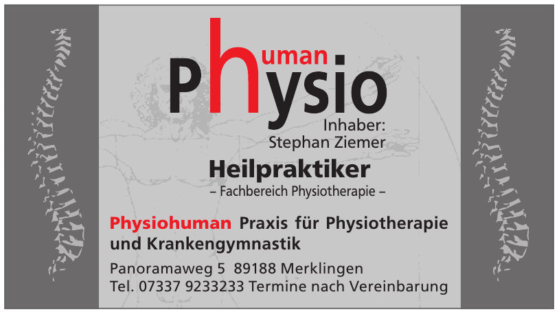 Physiohuman Praxis für Physiotherapie und Krankengymnastik Physiohuman Praxis für Physiotherapie und Krankengymnastik