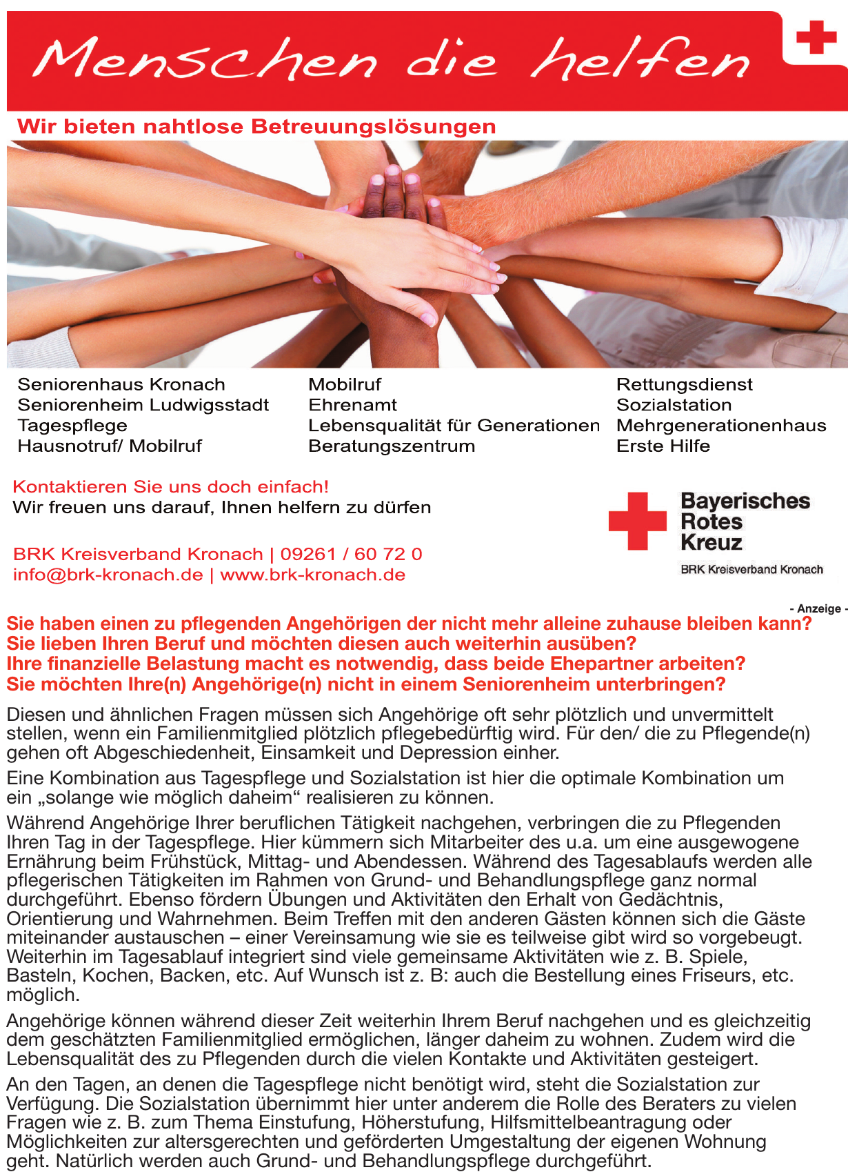 Bayerisches Rotes Kreuz - BRK Kreisverband Kronach Bayerisches Rotes Kreuz - BRK Kreisverband Kronach