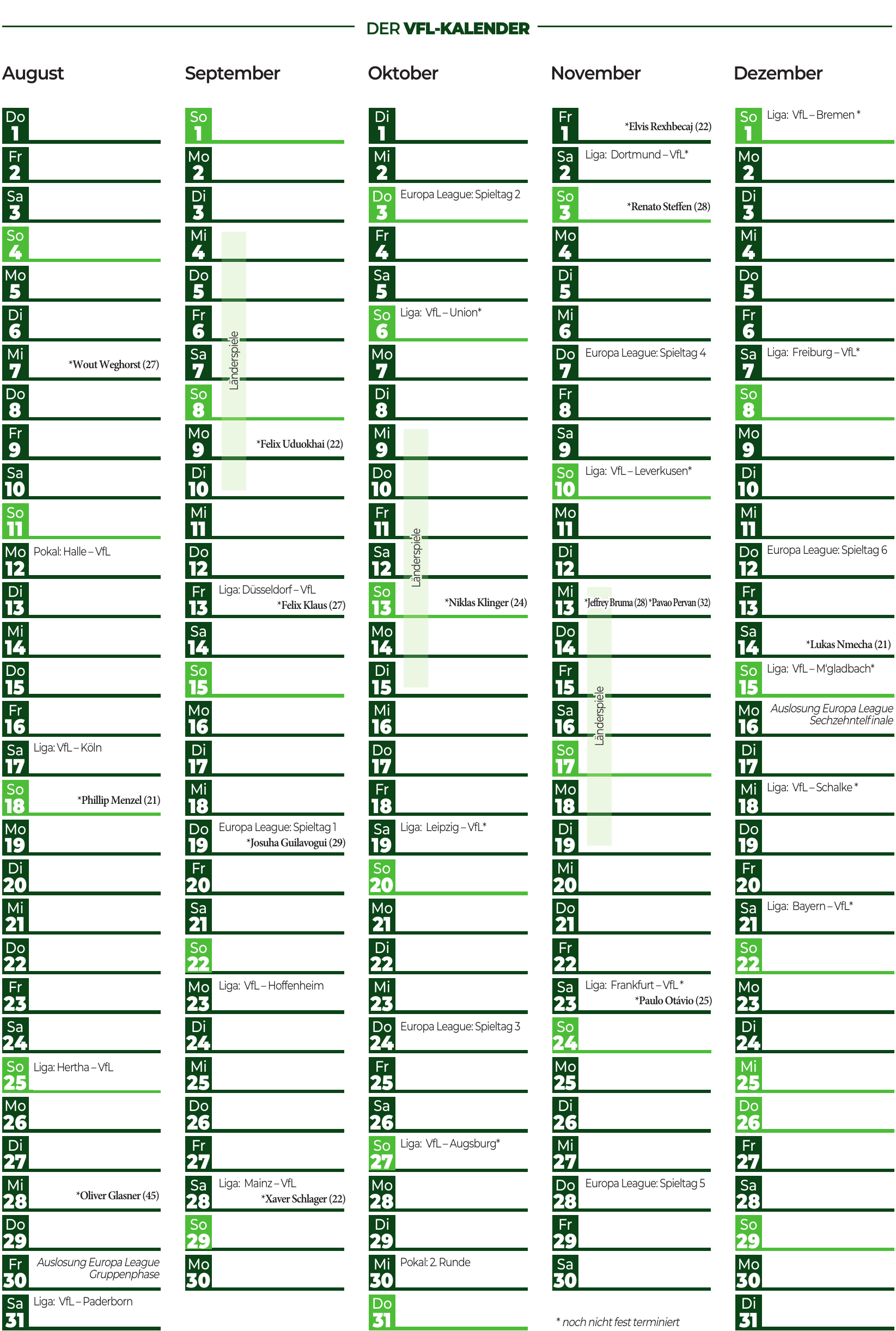 Der Vfl-Kalender Der Vfl-Kalender