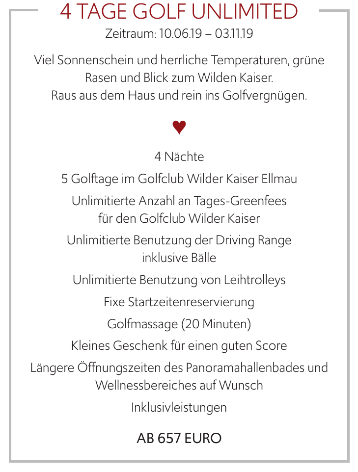 4 Tage Golf Unlimited 4 Tage Golf Unlimited