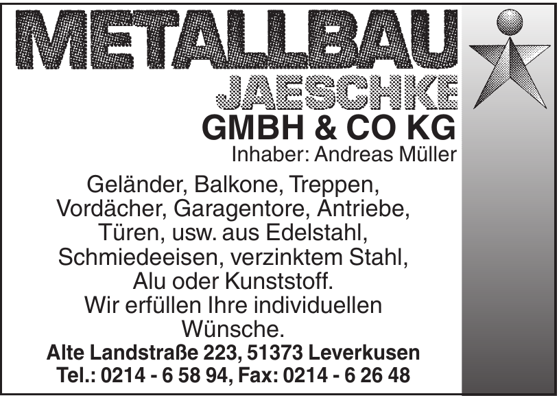Metallbau Jaeschke GmbH und Co KG Metallbau Jaeschke GmbH und Co KG