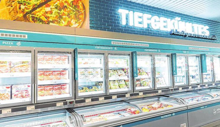 Die neue Markt-Größe bietet nicht nur mehr Platz für breitere Gänge, sondern einhergehend für ein größeres Warenangebot – wie auch im Tiefkühlsegment. Foto: Aldi Nord Die neue Markt-Größe bietet nicht nur mehr Platz für breitere Gänge, sondern einhergehend für ein größeres Warenangebot – wie auch im Tiefkühlsegment. Foto: Aldi Nord