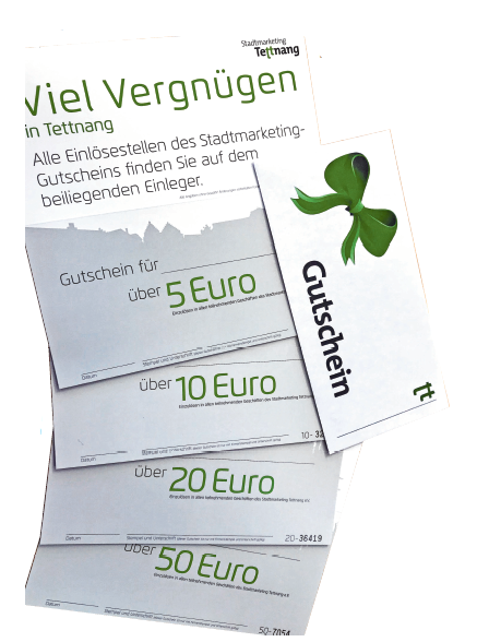 Den Stadtmarketing-Gutschein gibt es im Wert von 5 €, 10 €, 20 € und 50 € - so kann jeder Wert in 5-Euro-Schritten erreicht werden. FOTO: PR Den Stadtmarketing-Gutschein gibt es im Wert von 5 €, 10 €, 20 € und 50 € - so kann jeder Wert in 5-Euro-Schritten erreicht werden. FOTO: PR