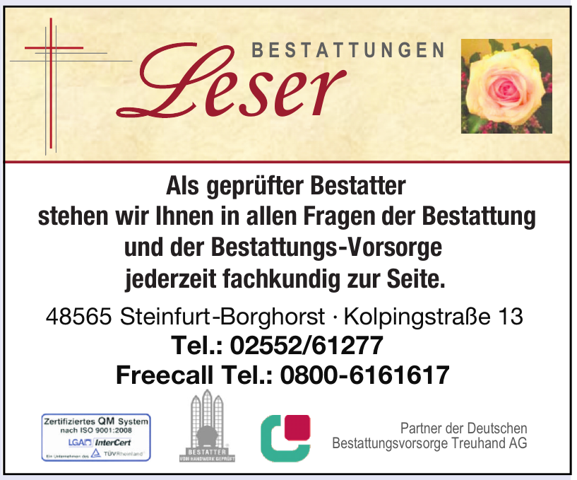 Leser Bestattungen Leser Bestattungen