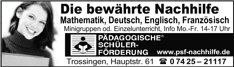 Pädagogische® Schüler-Förderung Pädagogische® Schüler-Förderung
