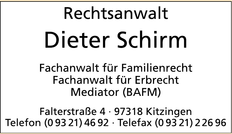 Rechtsanwalt Dieter Schirm Rechtsanwalt Dieter Schirm