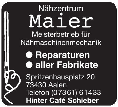 Nähzentrum Maier Meisterbetrieb für Nähmaschinenmechanik Nähzentrum Maier Meisterbetrieb für Nähmaschinenmechanik